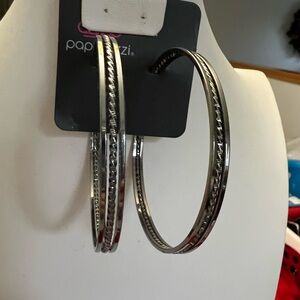 Paparazzi Textured Silver Hoop Earrings